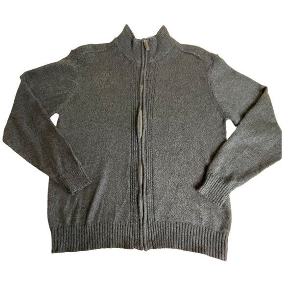 Oscar De La Renta Full Zip Cardigan Grandpa Sweater Gray Mens Sz XL - Picture 1 of 6
